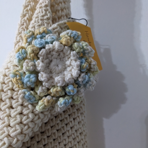 🌈 NEW Market Shopping Tote Reusable Boho HANDCRAFTED Crochet - Picture 7 of 7